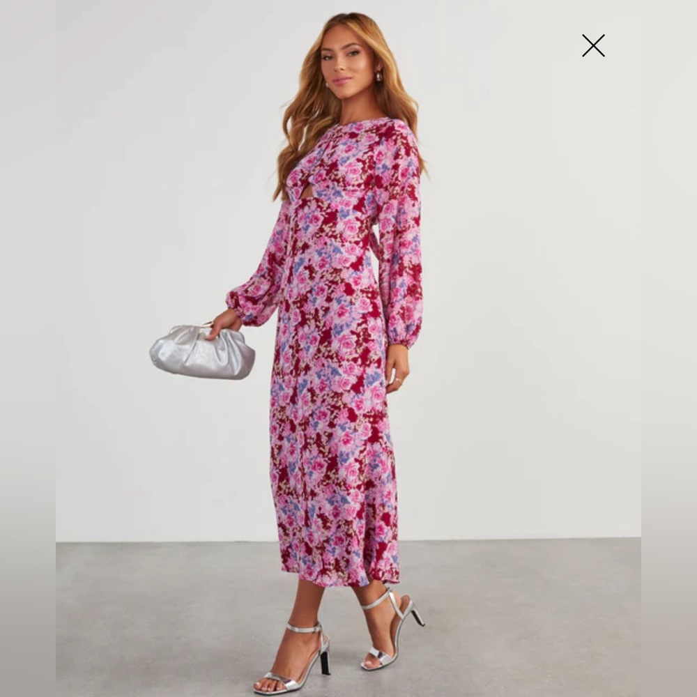 VICI Galata chiffon floral midi dress